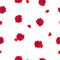 Seamless pattern pink rose and red heart rain on white, vector eps 10