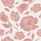 Seamless pattern of pink roses,leaves and strips in light background. Romantic and vintage style for valentines product, home