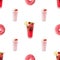 Seamless pattern of pink sweet food. Donut, milkshake. Texture for fabric, wrapping, wallpaper. Decorative print