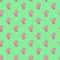 Seamless pattern of pink washcloth glove for home peeling and skincare against bright green background