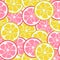 Seamless pattern with pink and yellow citrus