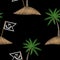 Seamless pattern with pirate flag with palm tree embroidery stitches imitation