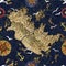 Seamless pattern with pirate map