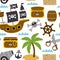 Seamless pattern with pirates elements on white background