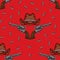 Seamless pattern with pistols, hats and cartridges