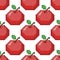 Seamless pattern with pixel apple. Autumn seasonal element of harvest. Vector illustration. Old games. 8 bit. Pixel art.