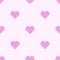 Seamless pattern with pixel pink hearts on a gently pink background. Cartoon vector illustration