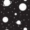 Seamless pattern with planets and stars for textile, paper, website.