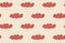 Seamless pattern. Plates with strawberries on a beige background.