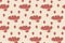 Seamless pattern. Plates with whole fresh strawberries and strawberries outside on a beige background.