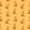 seamless pattern with playful ginger cat