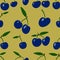 Seamless pattern, plum fruit randomly scattered