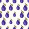 Seamless pattern with plum on white background. Natural delicious fresh ripe tasty fruit. Vector illustration for print