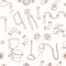 Seamless pattern with Plumbing hand drawn decorative icons set