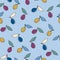 Seamless pattern with plums for surface design, posters, illustrations. Healthy foods, veganism theme