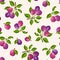 Seamless pattern with plums. Vector illustration.