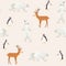 Seamless pattern with polar bear, deer and penguin background, Winter pattern, wrapping paper.