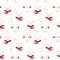 Seamless pattern with polar bear in a scarf and rabbit with Christmas toys.