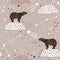 Seamless pattern with polar bears silhouette and Constellations . Perfect for fabric,textile.Vector background