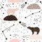 Seamless pattern with polar bears silhouette and Constellations . Perfect for fabric,textile.Vector background.