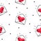 Seamless pattern polka dot with envelopes and hearts. Cover for gift wrapping and textile on Valentine`s Day.