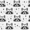 Seamless pattern with polygonal raccoon
