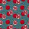 Seamless pattern with pomegranate fruit on a blue-green background. Drawn by hands. Healthy natural food, vitamins. It