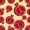 Seamless pattern with pomegranates. Decorative pattern of pomegranate fruit on beige background