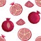 Seamless pattern with pomegranates. Decorative patterns of the pomegranate fruit. Shana Tova, Jewish New Year