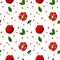 Seamless pattern with pomegranates, leaves, and grains.