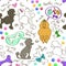 Seamless pattern of poodle dogs