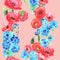 Seamless pattern with poppies and cornflowers. Watercolor