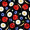 Seamless pattern with poppies, daisies and cornflowers. Vector illustration.