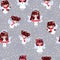 Seamless pattern of pretty Christmas angels in the snow
