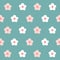 Seamless pattern pretty flower in blue background