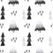 Seamless pattern of primitive scandinavian Christmas trees in black and white colors