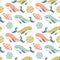 Seamless pattern, print of doodles, drawn cute whales and space planets. Textiles, wallpaper, cover, decor for kids bedroom