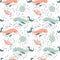 Seamless pattern, print of doodles, drawn cute whales and space planets. Textiles, wallpaper, cover, decor for kids bedroom
