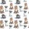 Seamless pattern of a pug puppy,Yorkshire Terrier and dachshund puppy.