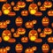 Seamless pattern Pumpkin Lantern Silhouette Background. Halloween Pumpkins Wallpaper vector illustration.