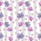 Seamless pattern of purple garden flowers,hand drawn floral pattern