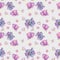Seamless pattern of purple garden flowers,hand drawn floral pattern