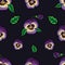 Seamless pattern purple pansy flower