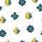 Seamless pattern with puzzle pieces with blue and yellow colors