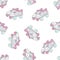 Seamless pattern with quad roller skates on white background. Retro laced boots, colorful vector background.