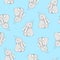 Seamless pattern Rabbit. Beautiful Decorative Bunny Blue Background, Element for design. Print textile. Vector.