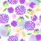 Seamless pattern with rabbit cartoons, oriental flowers and cute botanical blossom background. Nursery wallpaper, textile