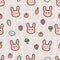 Seamless pattern of rabbit face with vegtable