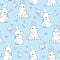 Seamless Pattern Rabbit. Hand Drawn Bunny and birds, print design rabbit background. Seamless. Print Design Textile for Kids