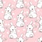 Seamless Pattern Rabbit. Hand Drawn Bunny and heart, print design rabbit background. Seamless. Print Design Textile for Kids